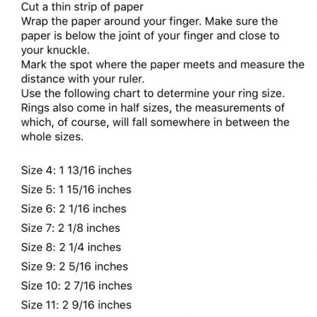 Ring Size Instructions