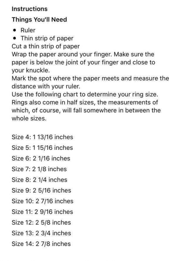 Ring Size Instructions